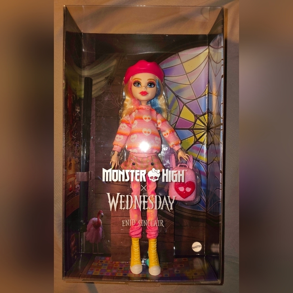 ENID SINCLAIR MONSTER HIGH X WEDNESDAY DOLL NEW IN BOX NETFLIX COLAB IN HAND HTF